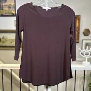 Sympli Go To Classic T Relax 3/4 Sleeve Top Currant Purple Size 4